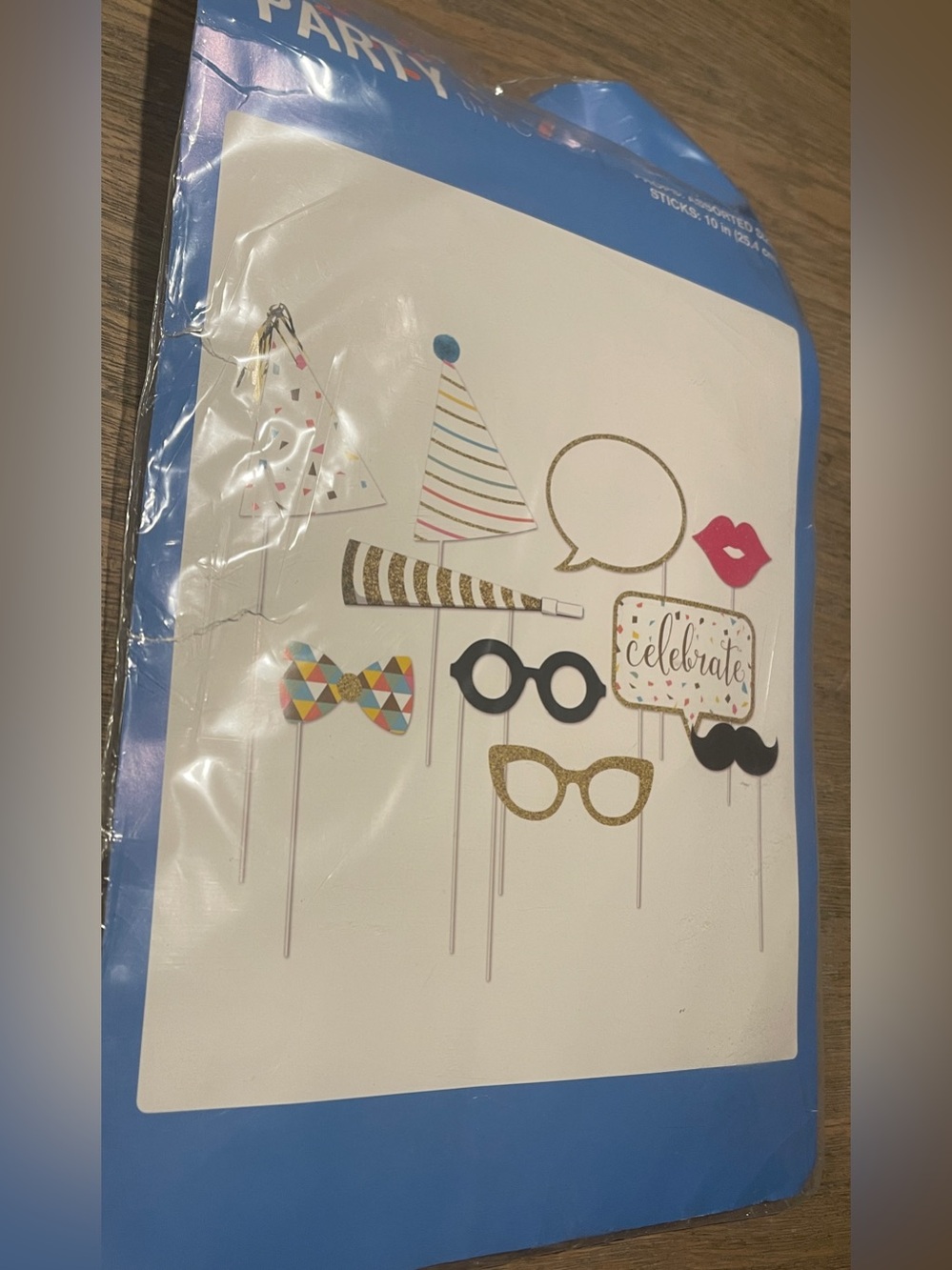 Photo Booth Props Set - Blue & Multicolor Party Accessories